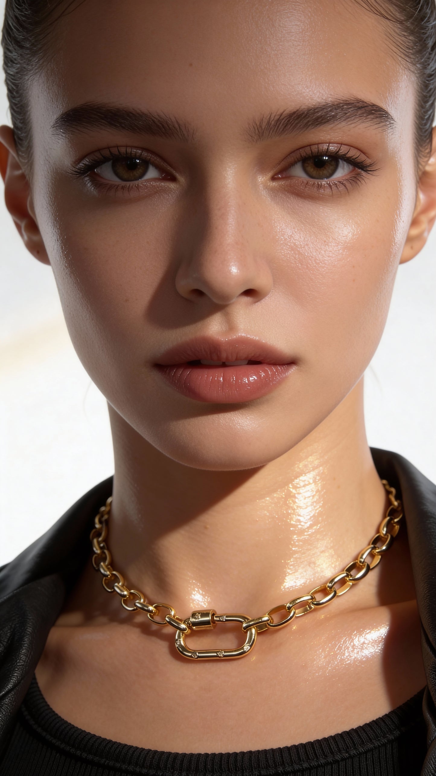 Collar Carabín Estrella – Baño de Oro 18K con Circones