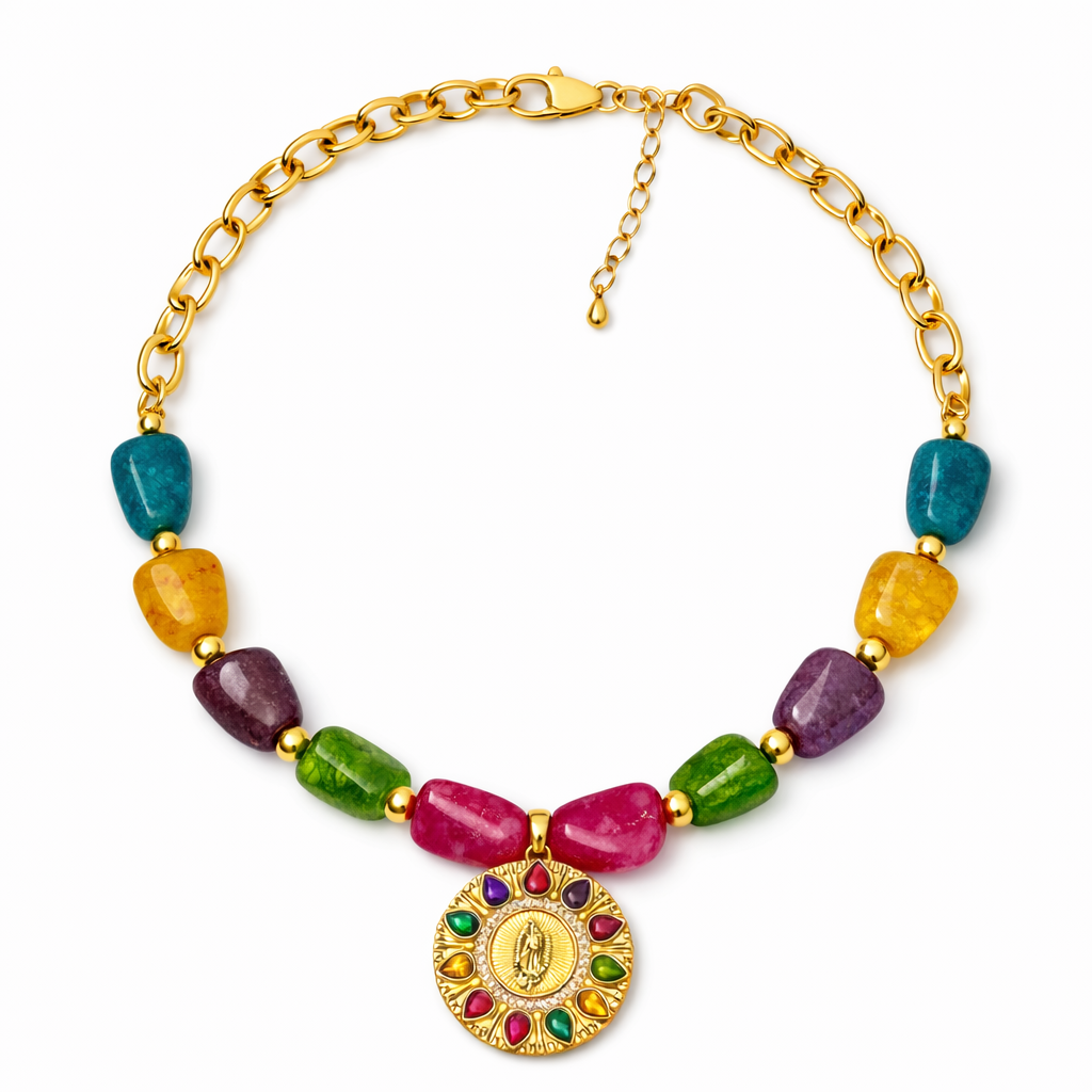 COLLAR PIEDRAS NATURALES MULTICOLOR 18K “LUZ SAGRADA”