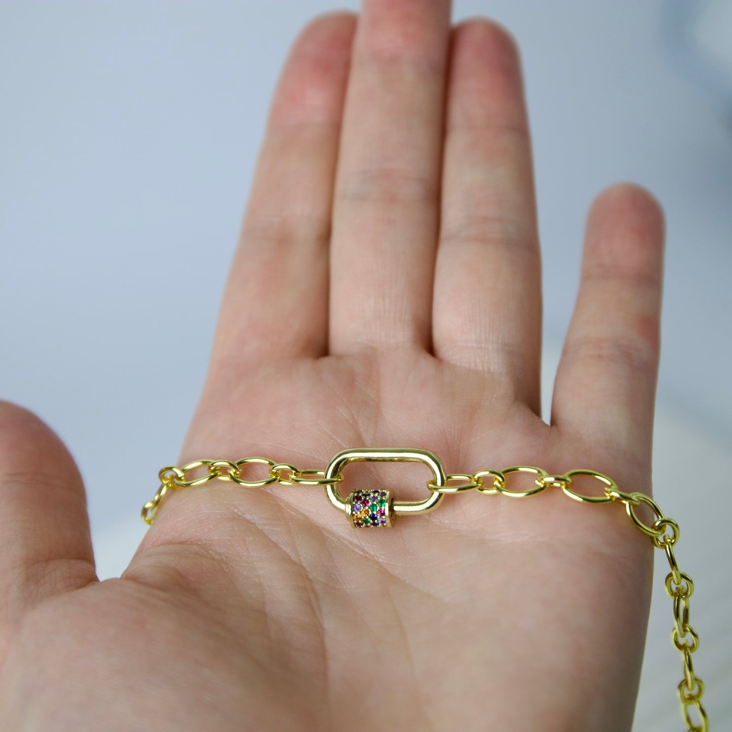 COLLAR CARABÍN COLOR – BAÑO DE ORO 18K CON CIRCONES MULTICOLOR