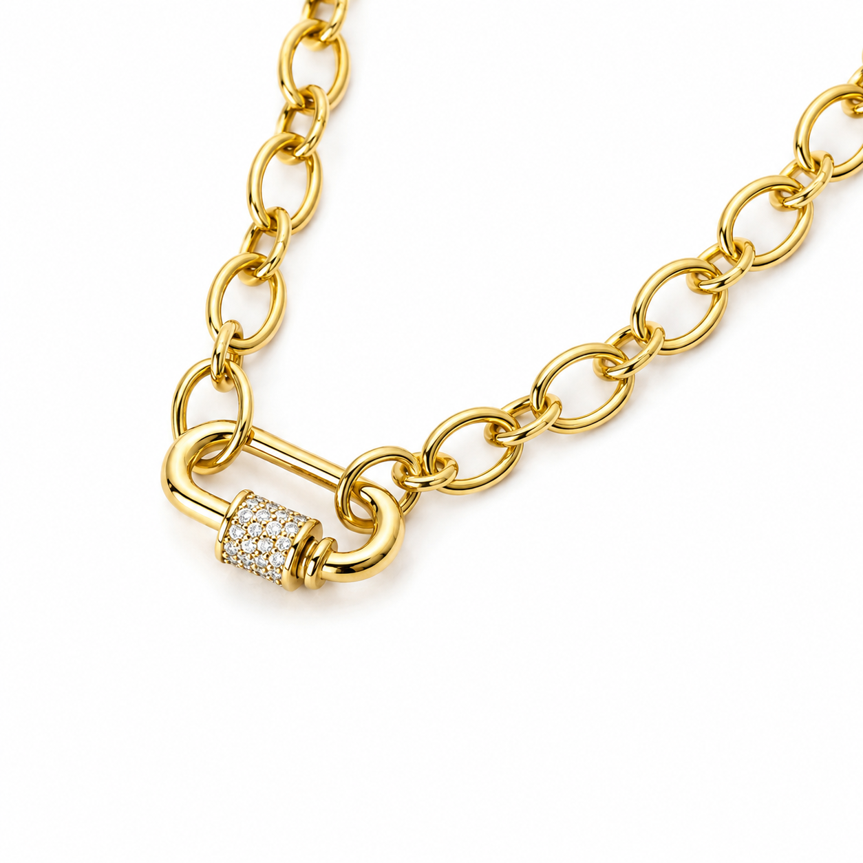 Collar Carabín con Circones Blancos 18K Ligior