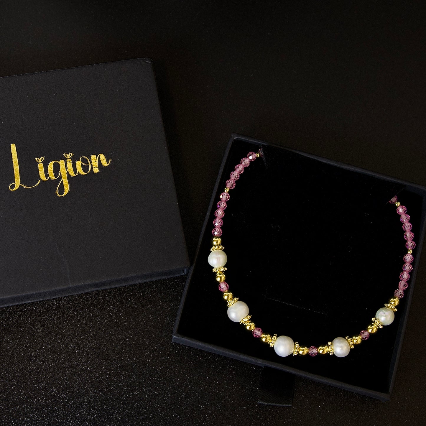 Choker-pulsera con perlas             “Luz”