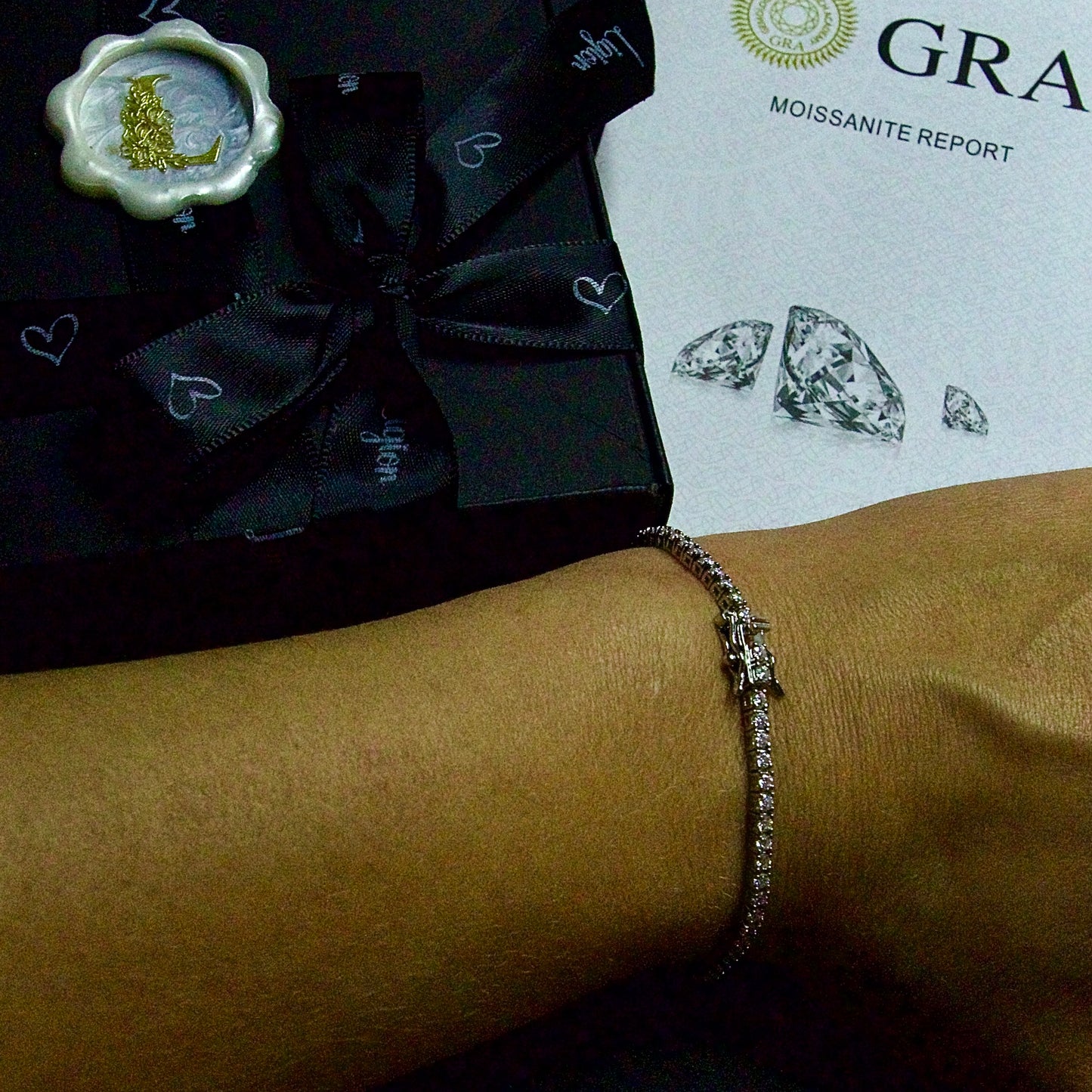 Pulsera estilo tenis con moissanita | 0,3 ct | Plata 925 | Certificado GRA