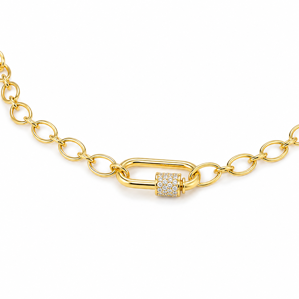 Collar Carabín con Circones Blancos 18K Ligior