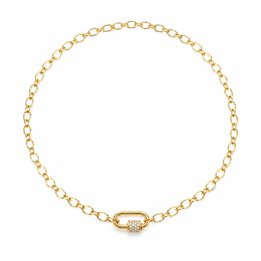 Collar Carabín con Circones Blancos 18K Ligior