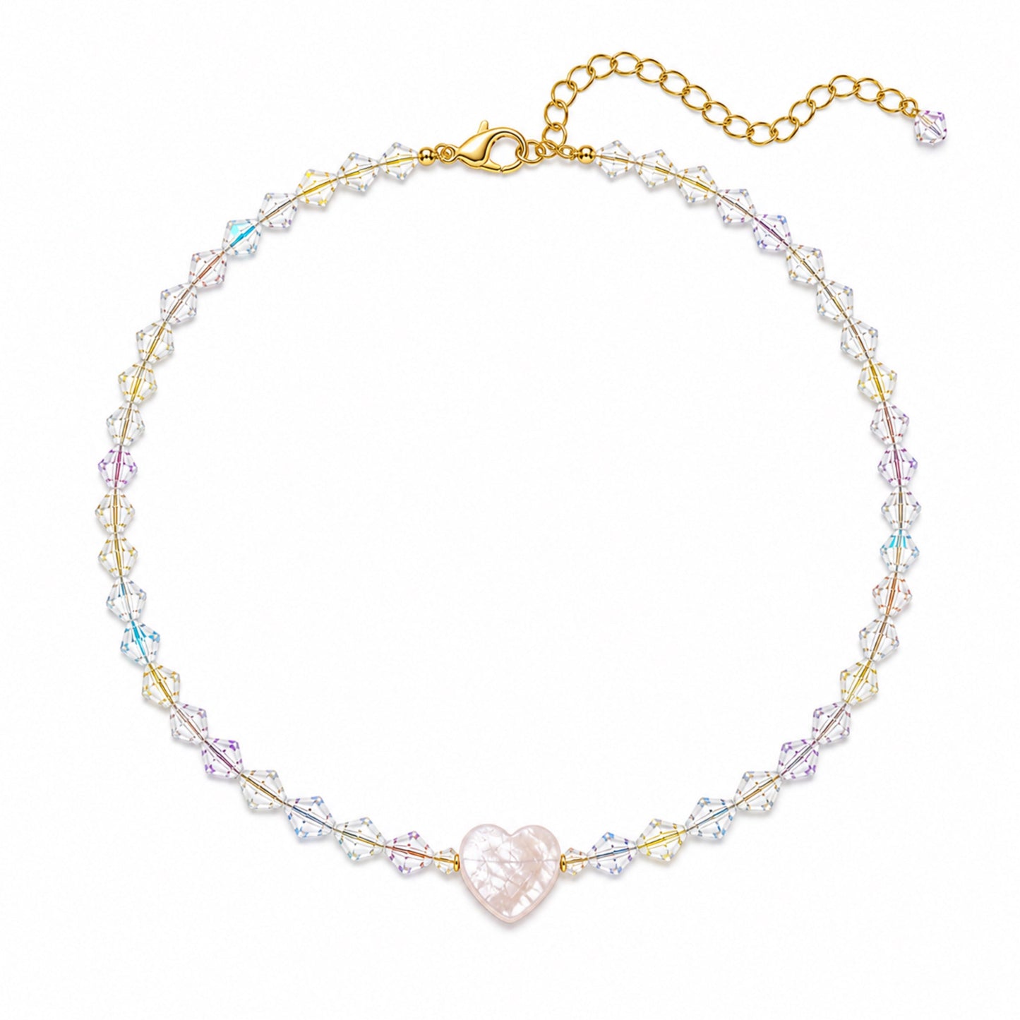COLLAR DE CRISTALES CON CORAZÓN DE NÁCAR 18K LIGIOR