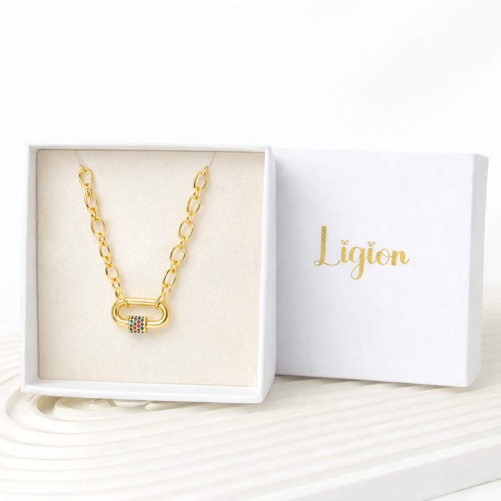 COLLAR CARABÍN COLOR – BAÑO DE ORO 18K CON CIRCONES MULTICOLOR