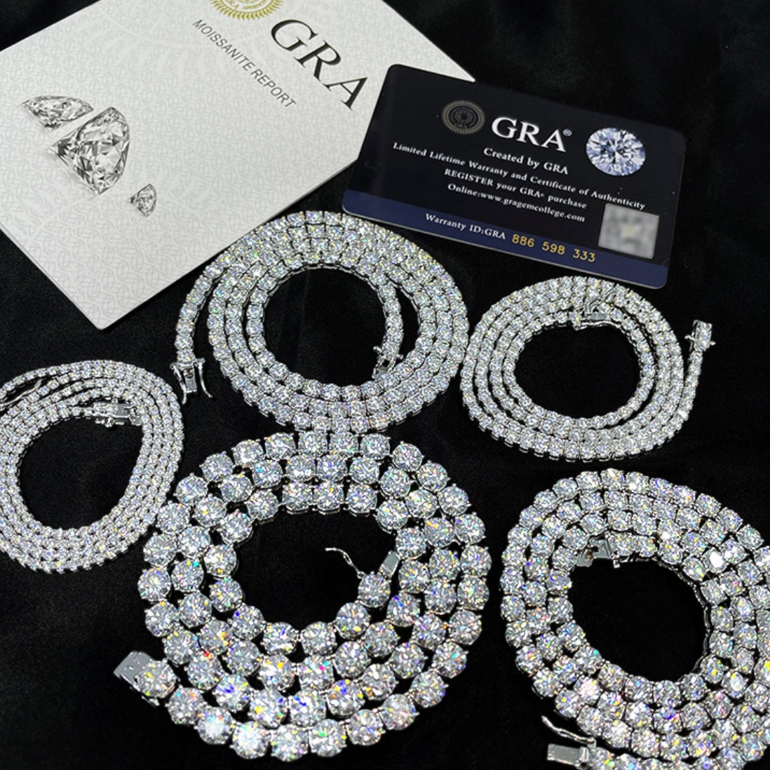 Pulsera estilo tenis con moissanita | 0,3 ct | Plata 925 | Certificado GRA