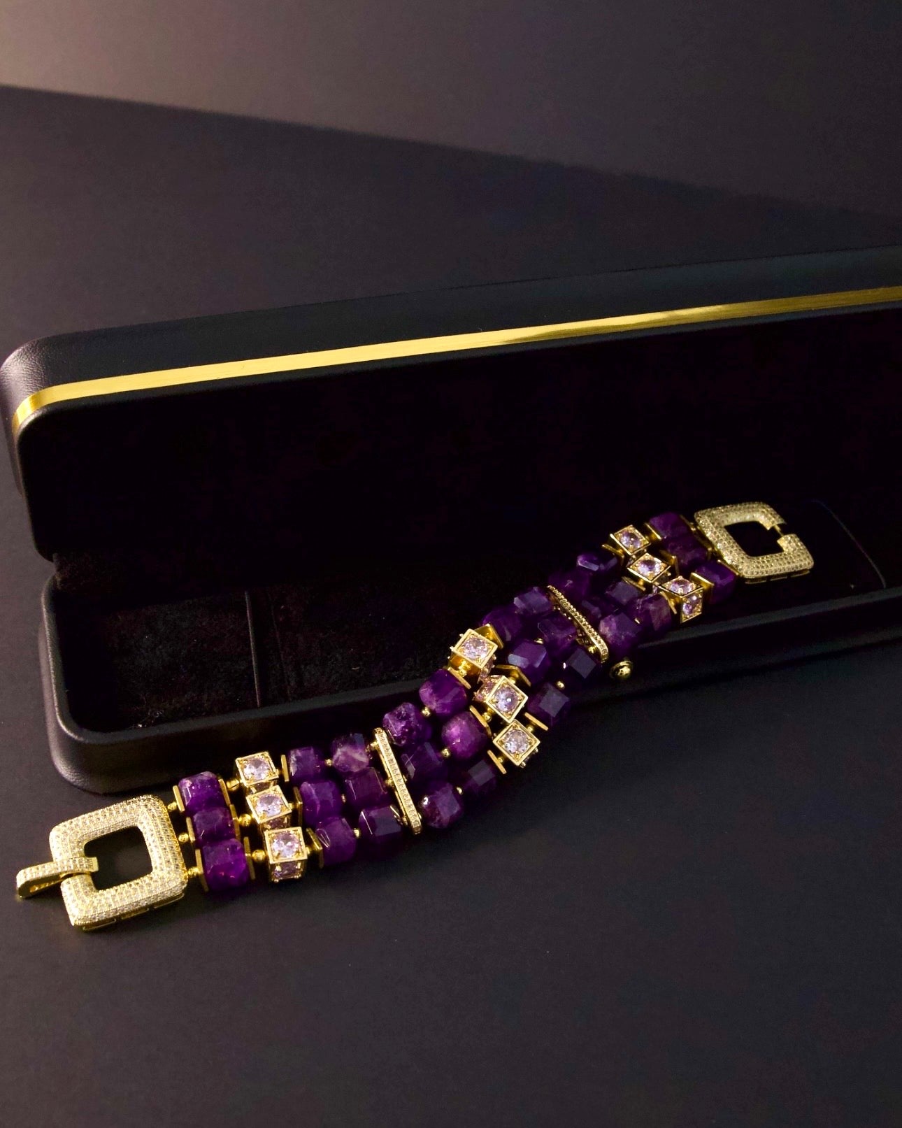 Pulsera triple Lumina Amatista 18K Ligior