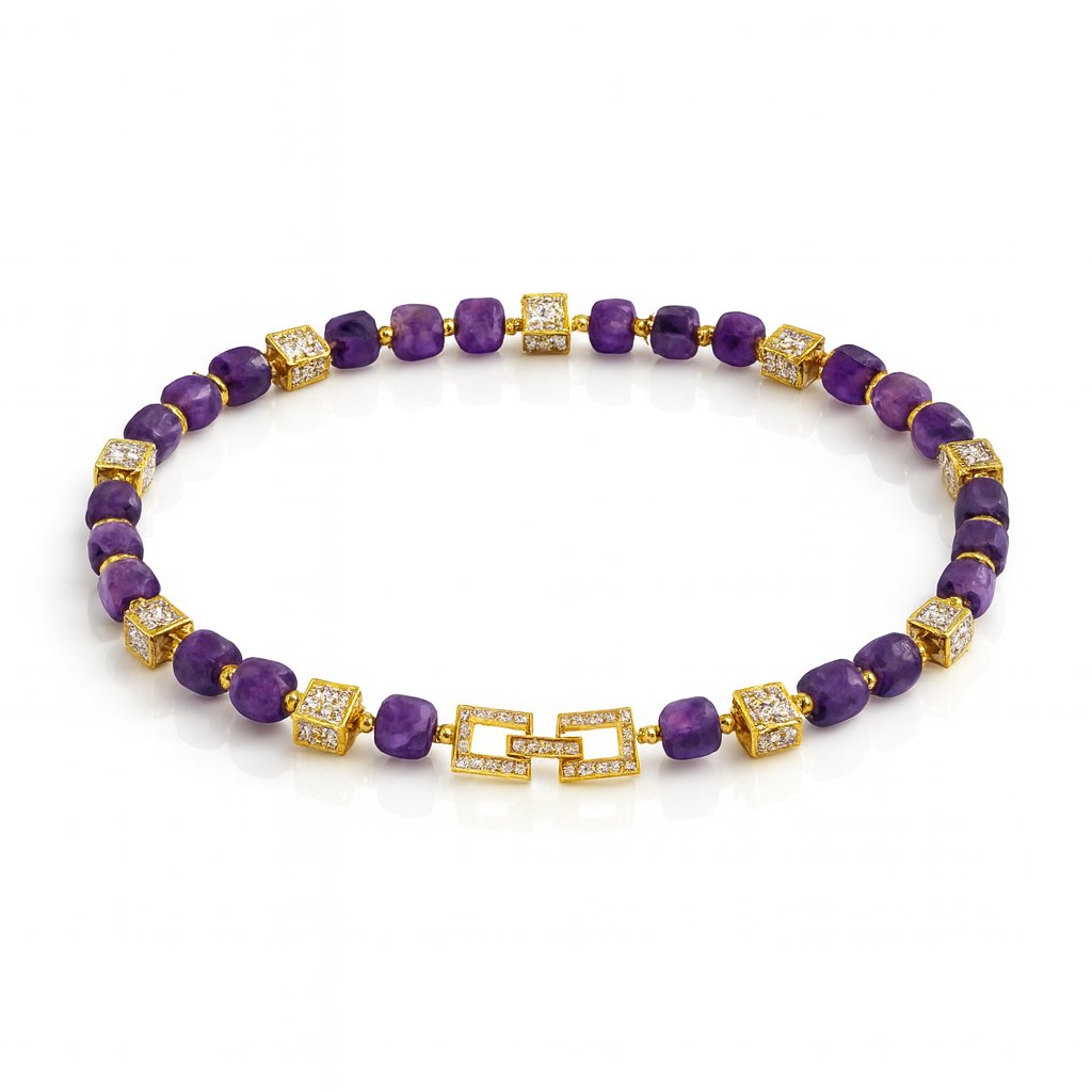 Collar “Imperial Amethyst” — amatista, circonias, baño en oro 18K