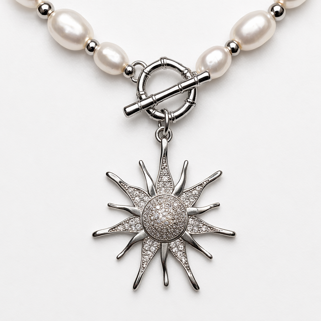 Conjunto Perlas Plateado Luz de Perla Ligior