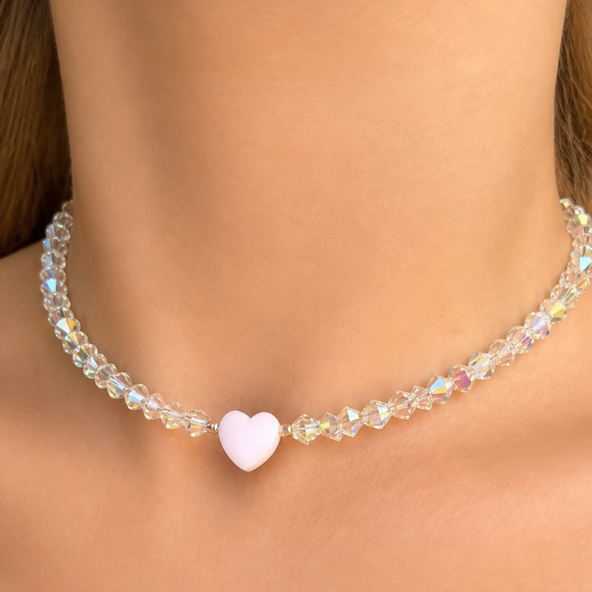 COLLAR DE CRISTALES CON CORAZÓN DE NÁCAR 18K LIGIOR