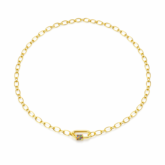 COLLAR CARABÍN COLOR – BAÑO DE ORO 18K CON CIRCONES MULTICOLOR