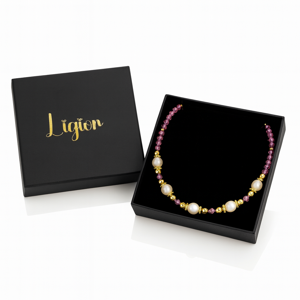 Choker-pulsera con perlas             “Luz”